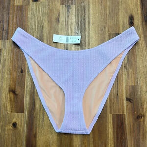 J. Crew NWT lavender Textured Curve Waist Cheeky Bikini Bottom Women’s Size L